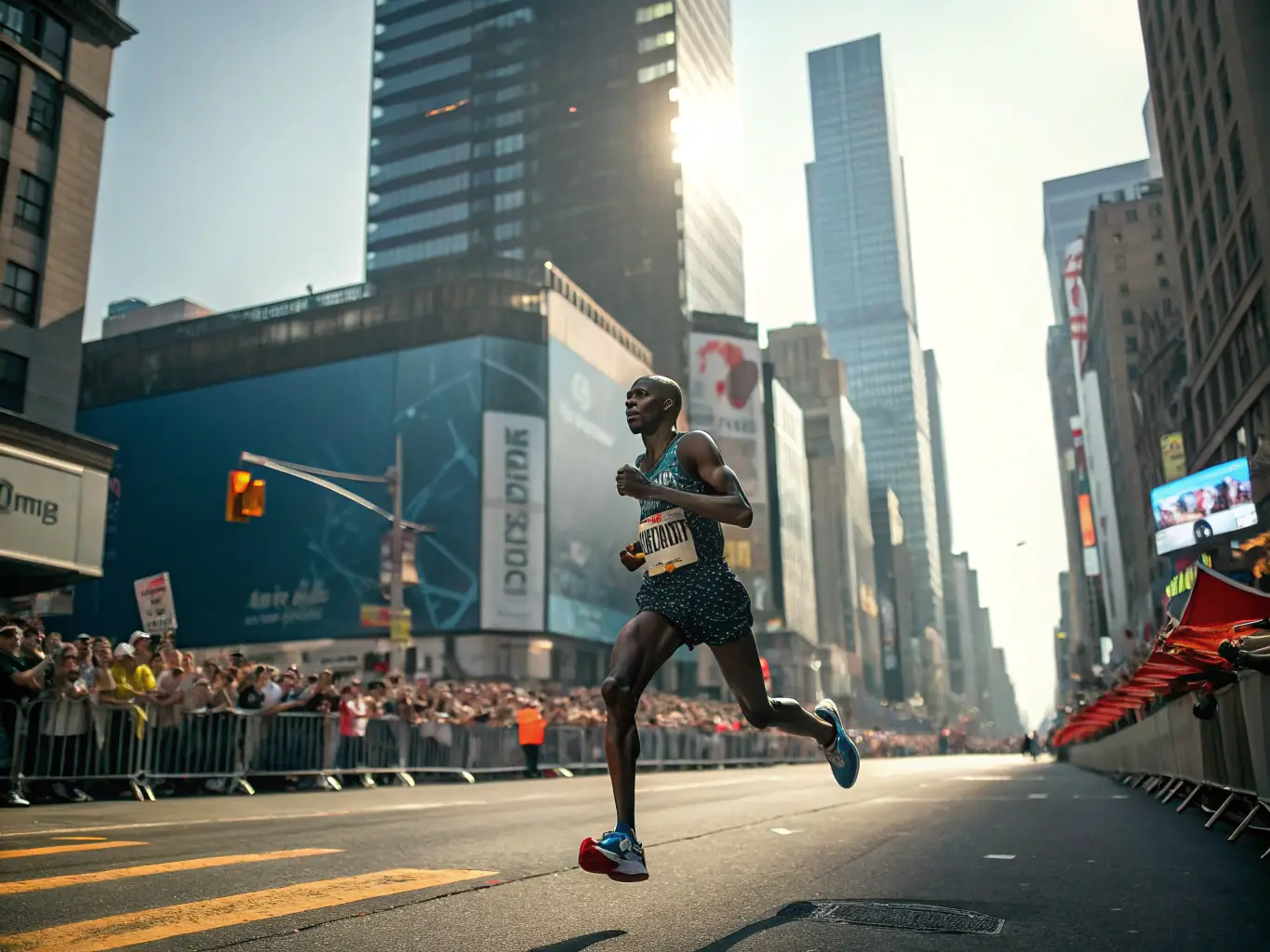 A dynamic image of a group of people running a marathon, showcasing ESPRIT SERRE-CHE's running club and its members.